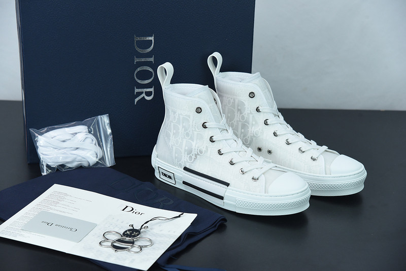 dio* b23 oblique high-top white sneaker