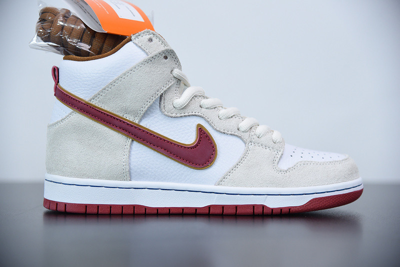 nike sb dunk high sail bright crimson cv9499-100