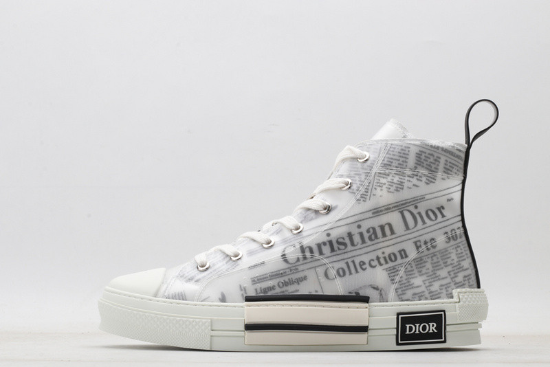 dio* b23 oblique high-top white sneaker