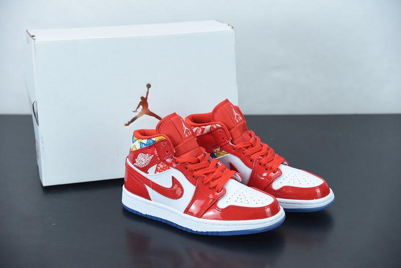 air jordan 1 mid red patent dc7294-600