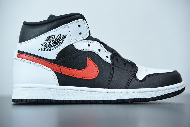 air jordan 1 mid black chile red white 554724-075