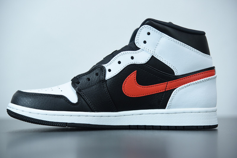 air jordan 1 mid black chile red white 554724-075