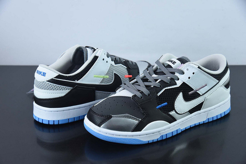 nike dunk low scrap black neutral grey university blue white dn5381-001