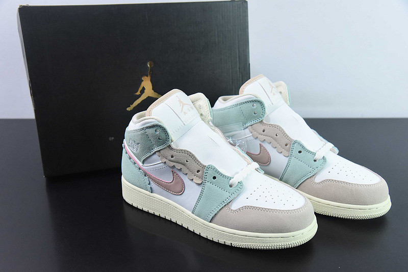 air jordan 1 mid gs pink aqua dz5361-100